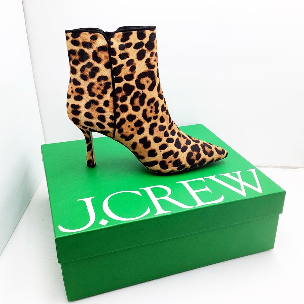 🆕{J.Crew} Pointed-toe ankle boots in leopard calf hair